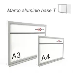 Portacartel marco de aluminio sobremesa doble cara