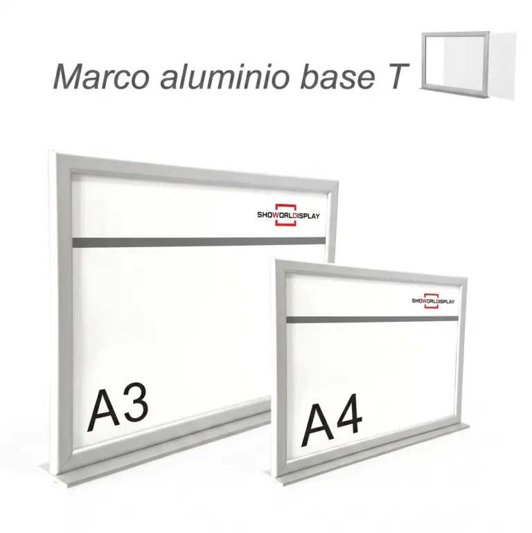 Portacartel marco de aluminio sobremesa doble cara