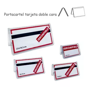 Portacartel doble tarjeta PVC IRROMPIBLE