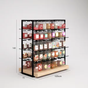 Alimentación Góndola SQ, estantes de cristal y tarima (Tubo Cuadrado25mm)