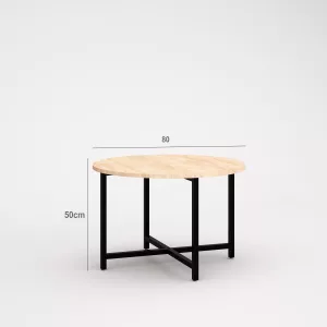 Mesa redonda tubo cuadrado SQ de 25mm tapa 19mm melamina  Ø80x50cm