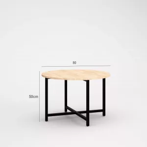 Mesa redonda tubo cuadrado SQ de 25mm tapa 19mm melamina  Ø80x50cm