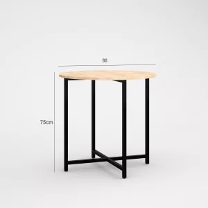 Mesa redonda tubo cuadrado SQ de 25mm tapa 19mm melamina  Ø80x75cm