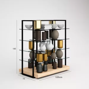 Complementos Góndola SQ, estantes de cristal y Tarima (Tubo Cuadrado25mm)