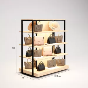 Complementos Góndola SQ, estantes de madera con iluminación led, fondo liso y Tarima (Tubo Cuadrado25mm)