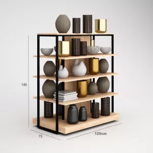 Complementos Góndola SQ, estantes de madera, fondo liso y Tarima (Tubo Cuadrado25mm)