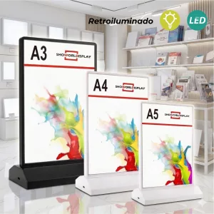 Portacartel led vertical  "T" doble cara  recargable