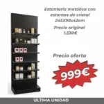 Estantería metálica con estantes de cristal 245X98x42cm