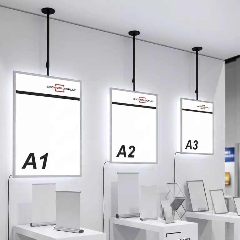 Portacartel LED modelo sobre con soporte techo