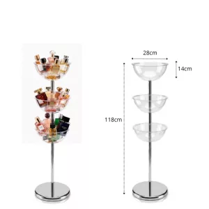 Expositor ofertas 3 cestas oferta redonda transparente 28cm diámetro 14cm alto