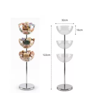 Expositor ofertas 3 cestas oferta redonda transparente 32cm diámetro 16cm alto