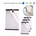 Portacartel con adhesivo e imán