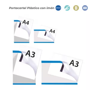 Portacartel con adhesivo e imán