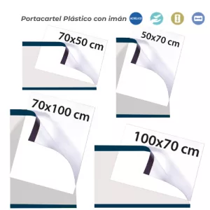 Portacartel con adhesivo e imán