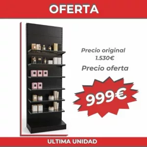 Estantería metálica con estantes de cristal 245X98x42cm