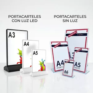 Portacarteles Sobremesa con luz y sin luz