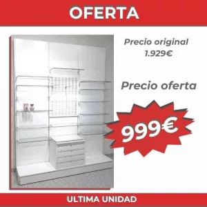 Mural estantería metálica 3 módulos de 64cm x 245cm