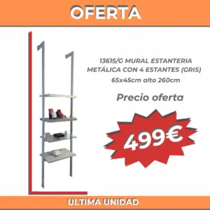 OFERTA - mural metálico 4 estantes GRIS