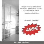 -OFERTA mural estantería metálica estantes y barra colgadora blanco