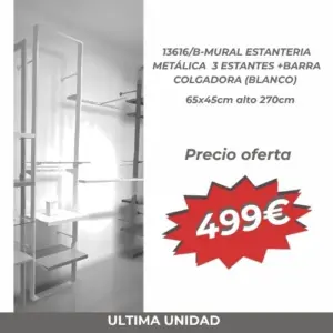 -OFERTA mural estantería metálica estantes y barra colgadora blanco