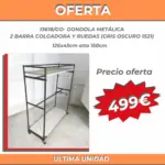 OFERTA - góndola metálica barra colgadora, estantes y ruedas.(GRIS OSCURO 1521)