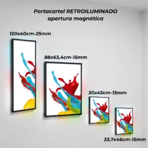 Portacartel apertura magnética led color negro