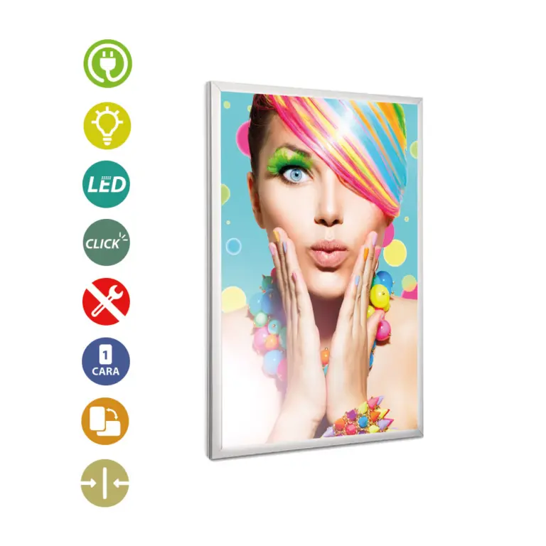 Portacartel led apertura frontal