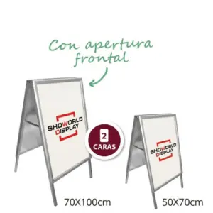 Portacartel-caballete-marco-abatible-doble-cara