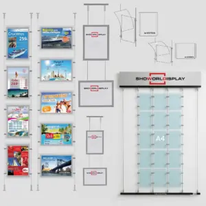 Portacarteles escaparates con luz y sin luz