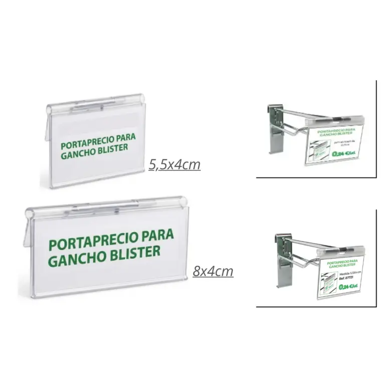 Portaprecios plástico para gancho blister