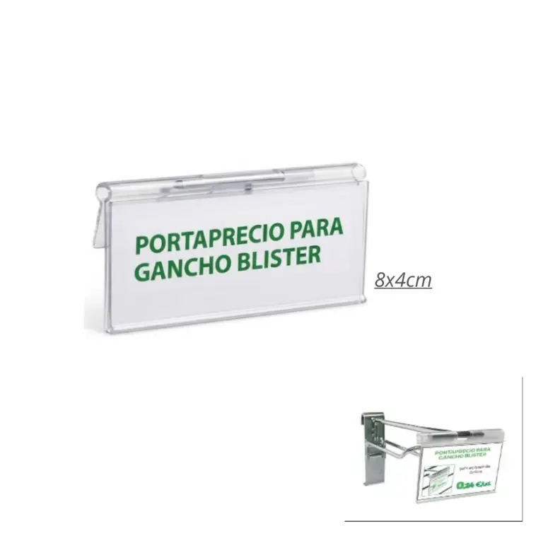Portaprecios plástico para gancho blister